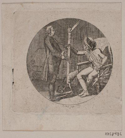 Rahip ve yaşlı adam ile skeç by Georg Christian Schule