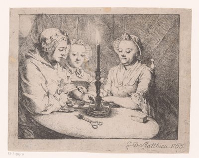 Mum ışığında oynayan bayanlar by Georg David Matthieu