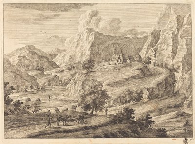 Rakamlar ve Manastır ile Dağlık Manzara by Georg Eisenmann