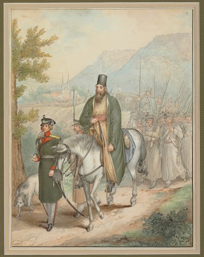 Rus Askerleri Bir Rahibe At Sırtında Refakat Ederler, by Georg Emanuel Opitz