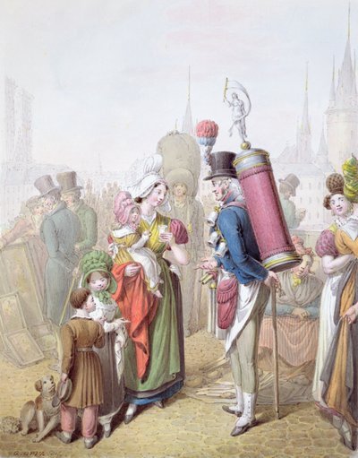 Pont Notre-Dame, c.1810 (kağıt üzerinde wc) by Georg Emanuel Opitz