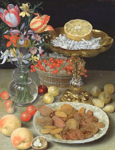 Çiçekler ve tatlı ile natürmort by Georg Flegel