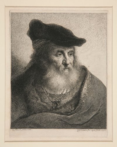 Kadife Şapkalı Sakallı Bir Adamın Başı by Georg Friedrich Schmidt