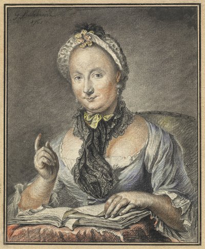 Sanatçının Kitaplı Karısı by Georg Friedrich Schmidt