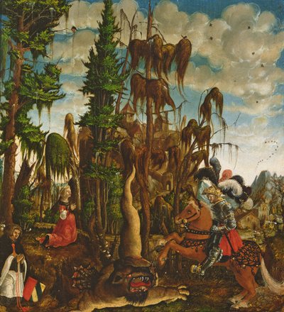 St. George, Prensesi Ejderhadan Kurtarırken, 1520 by Georg Lemberger