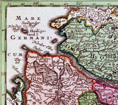 Kuzey Almanya haritasından Heligoland detayı by Georg Matthäus Seutter