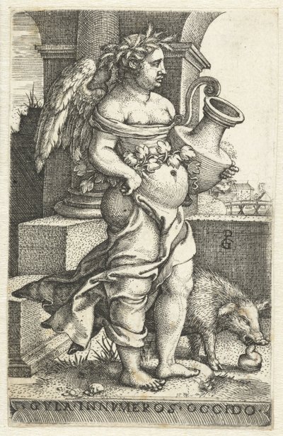 Oburluk (Gula) Gvla innvmeros occido (nesne üzerindeki başlık) Yedi Ölümcül Günah (dizi başlığı) by Georg Pencz