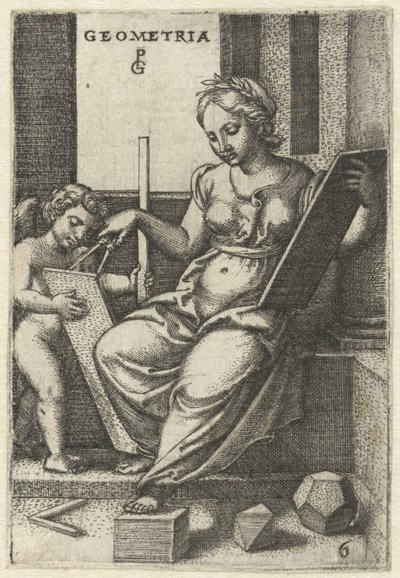 Geometri Geometri (nesne üzerindeki başlık) Yedi Liberal Sanatlar (dizi başlığı) by Georg Pencz