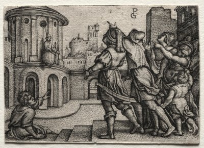 Bir Sepette asılı Virgil, c.1541-42. by Georg Pencz