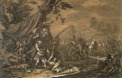 İspanya Veraset Savaşı sırasında Savaş Alanının Askeri Cerrahı, 1707, Christian Rugendas (1708-81) tarafından kazınmış, c.1740 by Georg Philipp I Rugendas