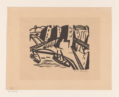 Şehirde bir rıhtımda tekneler by Georg Schrimpf (signed by artist)
