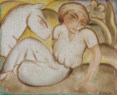 eşek ile kadın by Georg Schrimpf