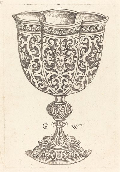 Altı kabartmalı kadeh, iki yunusla süslenmiş kaide by Georg Wechter I