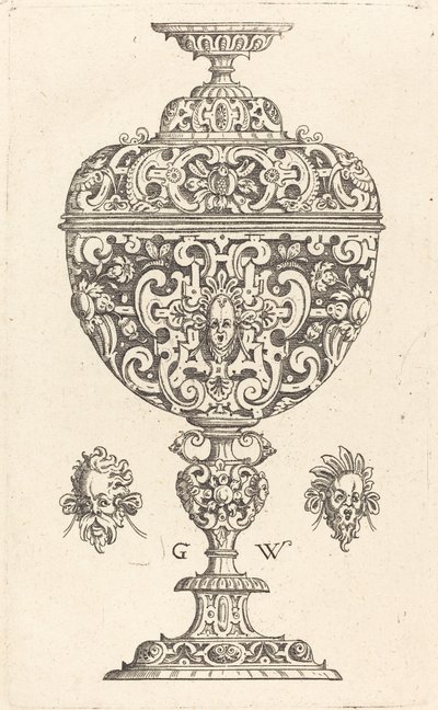 Ağzı açık maske ile süslenmiş kadeh by Georg Wechter I
