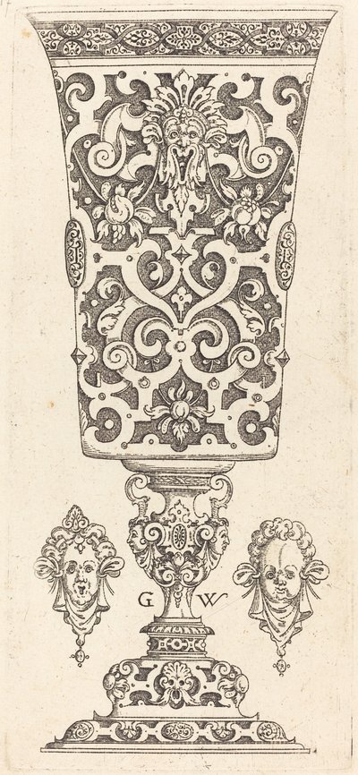 İki büyük deniz tarağı ile süslenmiş tabanlı kadeh by Georg Wechter I