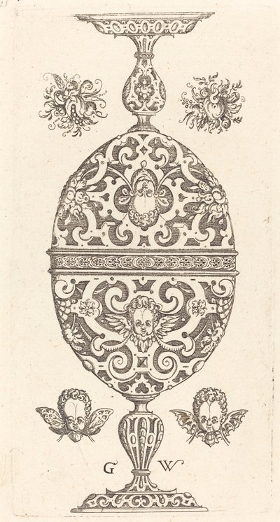Ters şekilde üst üste bindirilmiş iki küçük kadeh by Georg Wechter I