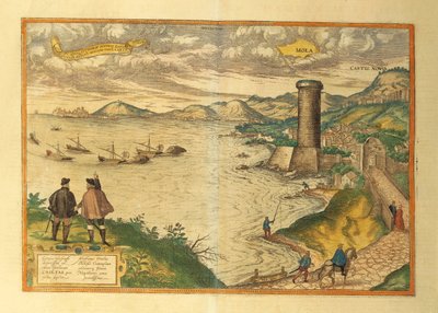 Mola di Bari Haritası, Apulia bölgesi, Georg Braun tarafından Dünya Haritası by Georg Braun and Hogenberg Franz