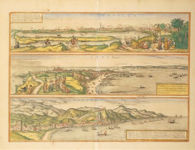 Sevilla, Cadiz ve Malaga, İspanya Haritaları by Georg Braun and Hogenberg Franz