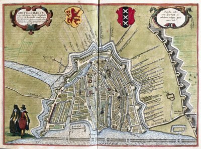 Amsterdam, Hollanda (gravür by Georg Braun and Hogenberg Franz