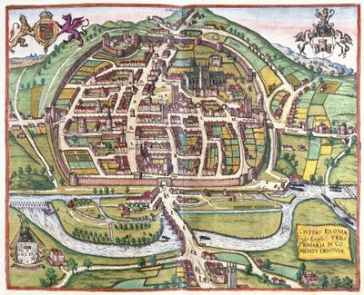 Exeter, İngiltere by Georg Braun and Hogenberg Franz