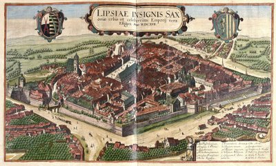 Leipzig, Saksonya, Almanya (gravür by Georg Braun and Hogenberg Franz