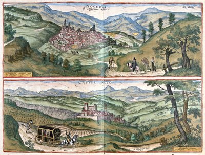 Nocera Umbra (Perugia Eyaleti) ve Castelnuovo di Porto (Roma bölgesi), İtalya by Georg Braun and Hogenberg Franz
