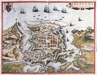 Oostende, Belçika (gravür by Georg Braun and Hogenberg Franz