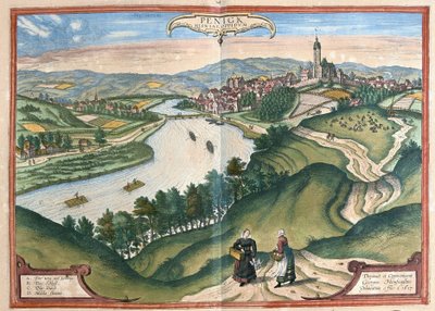 Penig, Saksonya, Almanya (gravür by Georg Braun and Hogenberg Franz