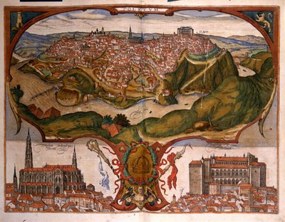 16. yüzyılda Toledo şehrinin görünümü. Franz Hogenberg (1535-1590) tarafından yazılan “” Civitatis Orbis Terrarum”” Cilt I