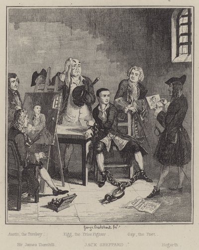 Jack Sheppard için çizim (gravür) by George (after) Cruikshank