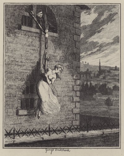 Jack Sheppard için çizim (gravür) by George (after) Cruikshank