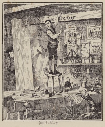 Jack Sheppard için çizim (gravür) by George (after) Cruikshank