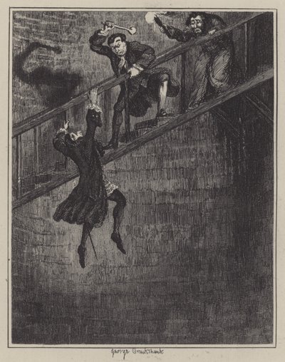 Jack Sheppard için çizim (gravür) by George (after) Cruikshank