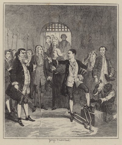 Jack Sheppard için çizim (gravür) by George (after) Cruikshank