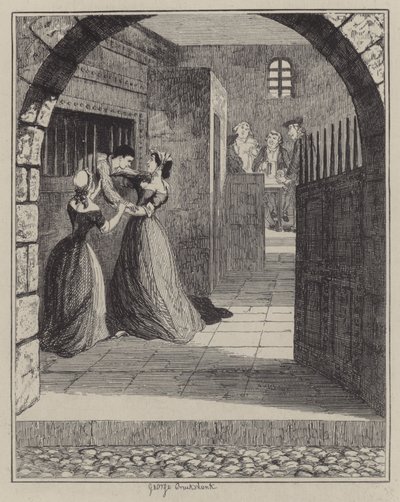Jack Sheppard için çizim (gravür) by George (after) Cruikshank