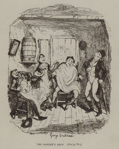 Berber Dükkanı (gravür) by George (after) Cruikshank