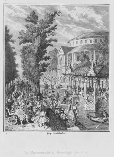 Ranelagh bahçelerinde maskeli balo (gravür) by George (after) Cruikshank