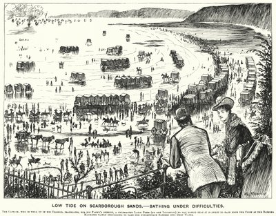 Yumruk karikatürü: Scarborough Kumlarında Düşük Gelgit - Zorluklar Altında Yıkanmak (gravür) by George (after) Du Maurier