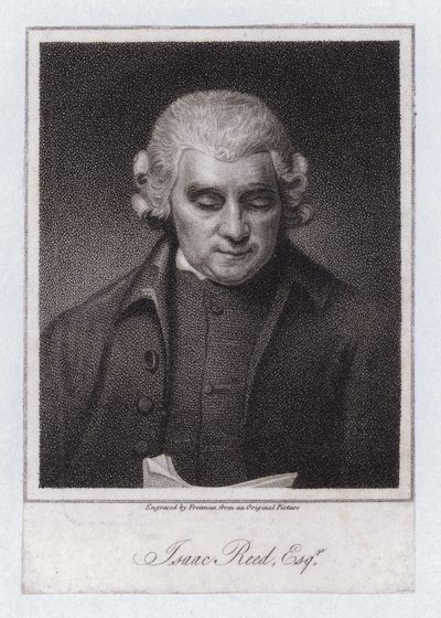 Isaac Reed, İngiliz edebiyat editörü ve kitap koleksiyoncusu (gravür) by George (after) Romney