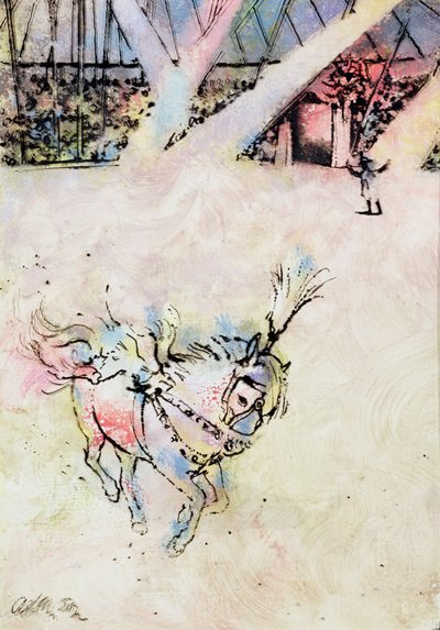 Sirk Atı, (gesso tahtasında mürekkep ve guaj). by George Adamson