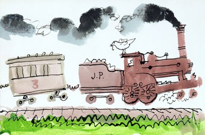 Buharlı Tren, Bölüm I, 1952 (Hint mürekkebi ve kalem ve kağıt üzerinde yıkama) by George Adamson