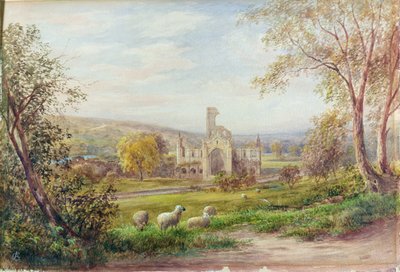 Kirkstall Manastırı, Leeds (kağıt üzerine suluboya) by George Alexander