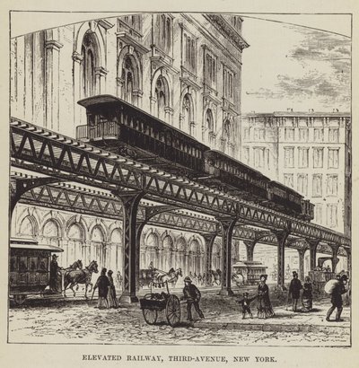 Yükseltilmiş Demiryolu, Üçüncü Cadde, New York by George Augustus Sala