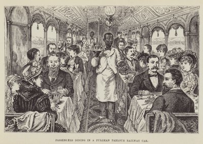 Bir Pullman Parlour Demiryolu Arabasında Yemek Yiyen Yolcular by George Augustus Sala