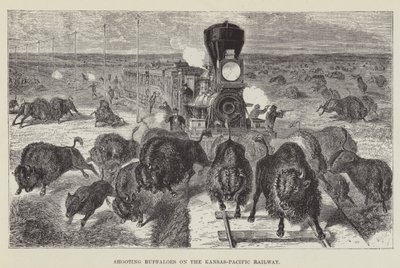 Kansas-Pasifik Demiryolunda Bufaloları Vurmak by George Augustus Sala
