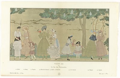 Gazette du Bon Ton, Yaz 1915 - No. 8-9, Pl. 3: Vichy (II) / veya / Le Jeu des Marionnettes (nesne üzerindeki başlık) by George Barbier