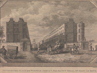 New Road'dan Devonshire Place ve Wimpole Caddesi, St. Mary le Bone by George Barret