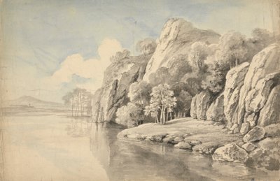 Yüksek Kayalıklı Nehir Kıyısı by George Barret