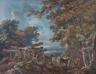 Bozuk Yolda Kereste Vagonu (çiftten biri) by George Barret