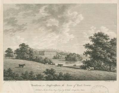 Trentham Hall: gravür, nd [c 1781] (baskı) by George Barrett